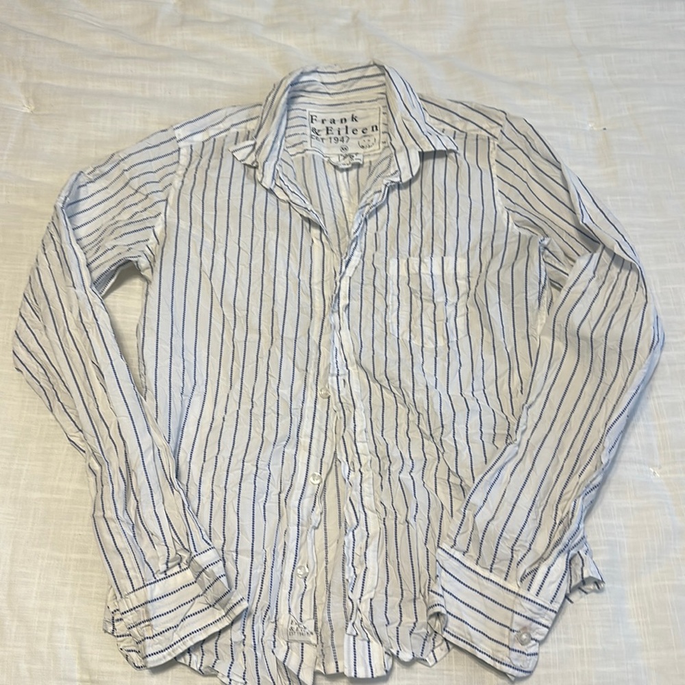 Frank & Eileen White and Blue Striped Top